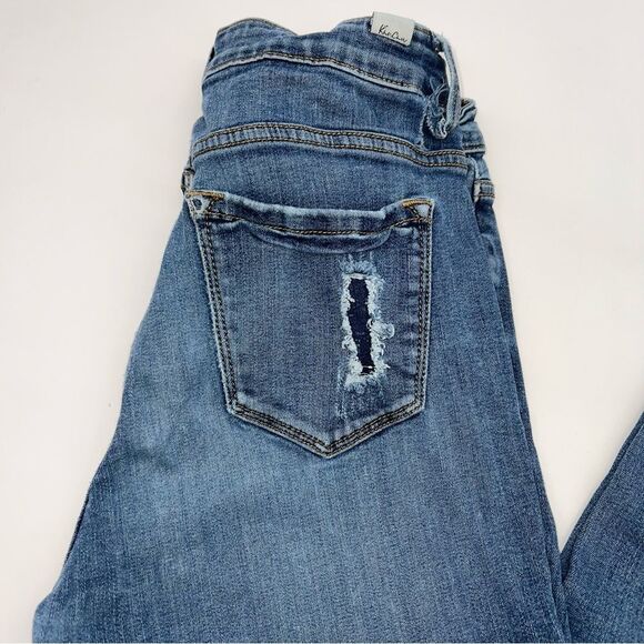 KanCan Estilo Style Women's Medium Wash Straight Leg Ankle Length Distress Jeans - Picture 4 of 13